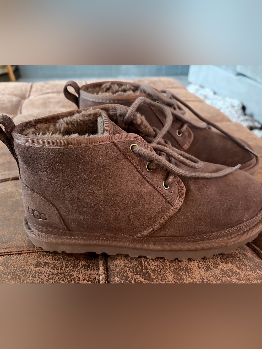 UGG Brown Suede Fleece-Lined Chukka Boots